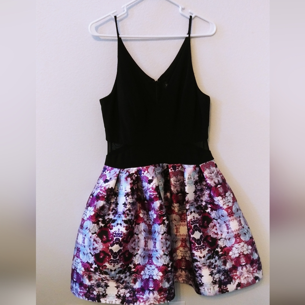 XSCape Black Floral Fit & Flare Size 12